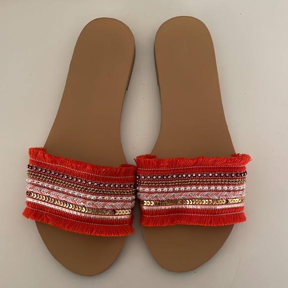 Forever 21 Beaded Fringe-Vamp Sandals - Picture 3 of 6